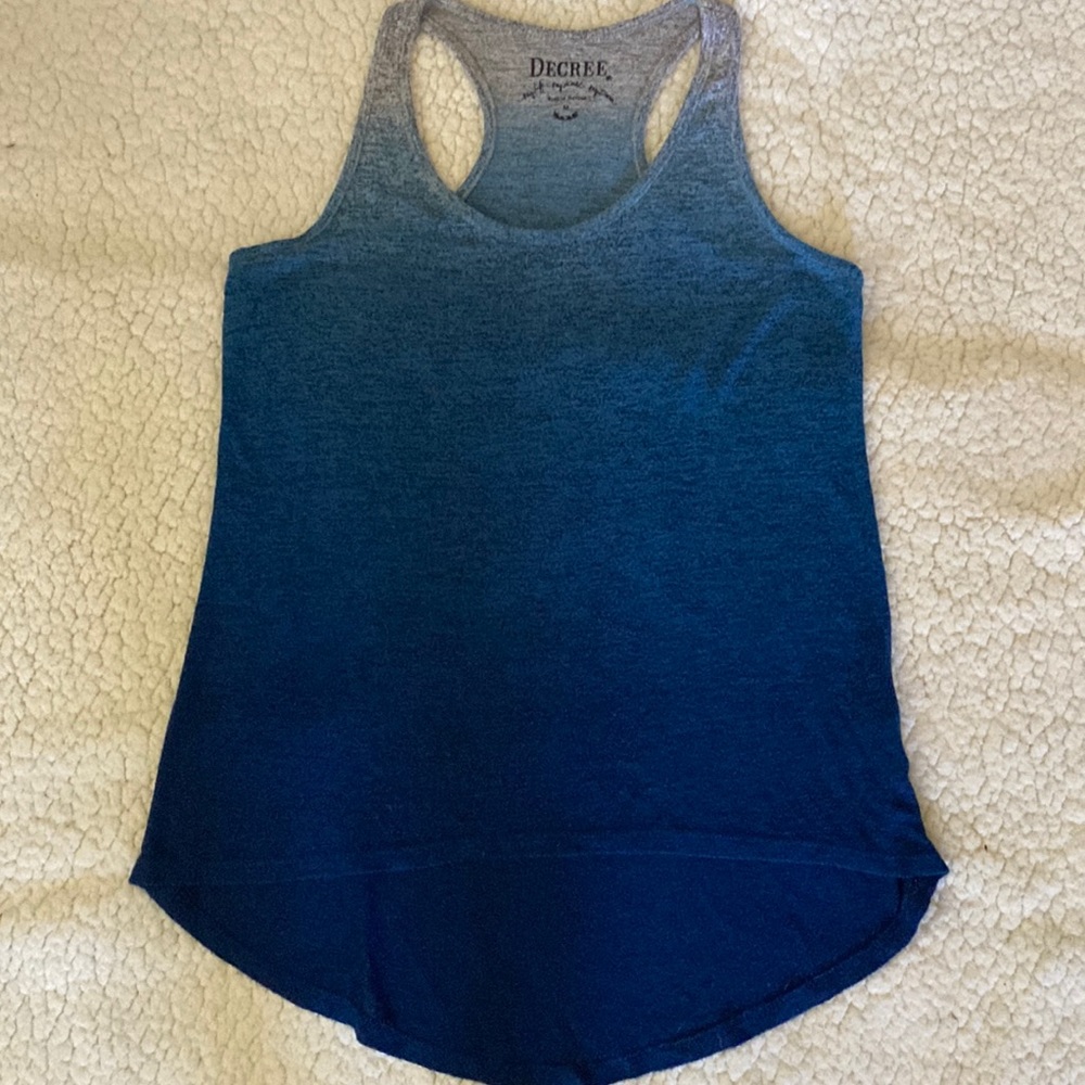 Grey to blue ombré tank